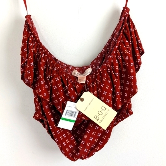 B.o.h Collective Crimson Band of Gypsies Tube Top with Ruffle L - Picture 5 of 9